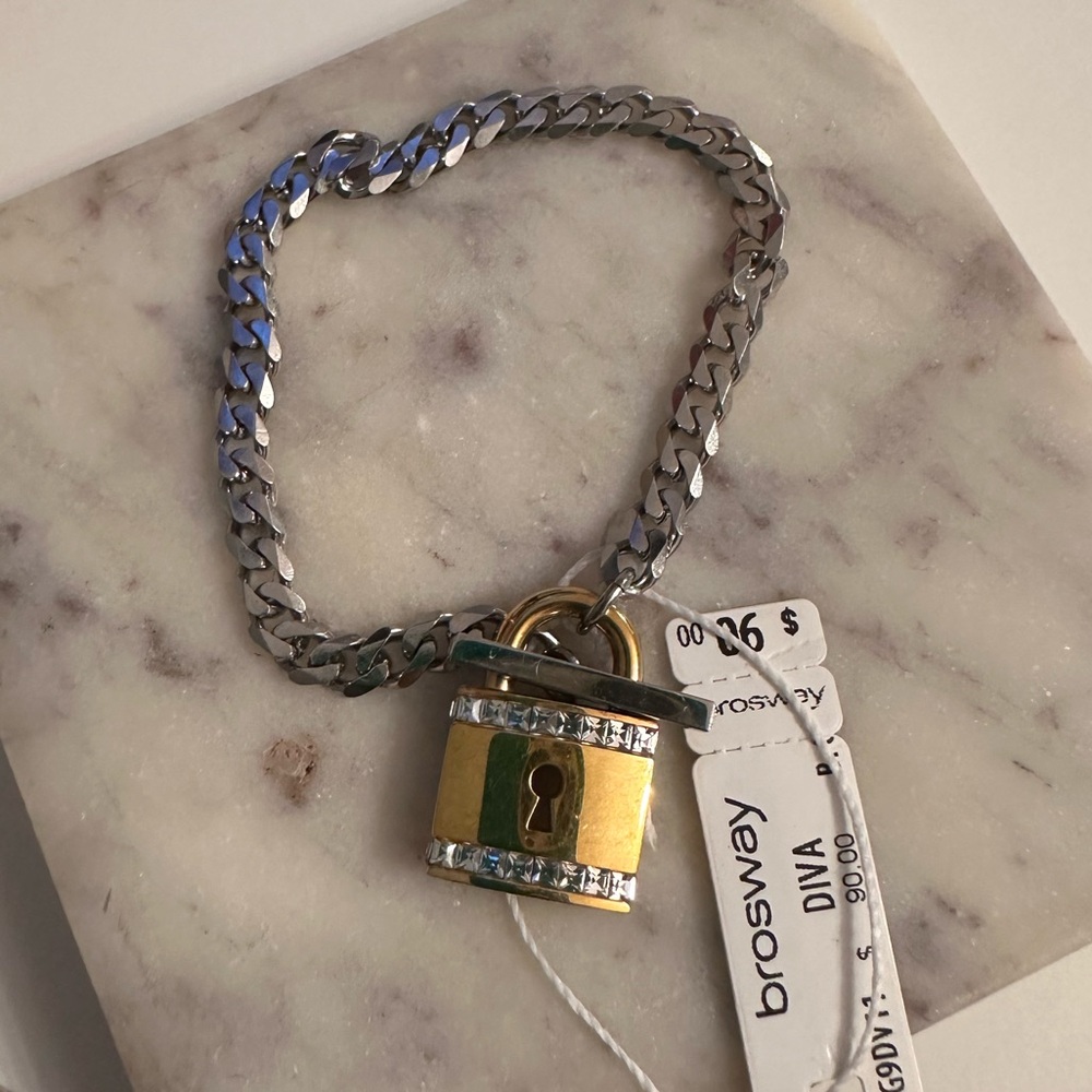 Brosway Lock Silver & Gold Chain Bracelet